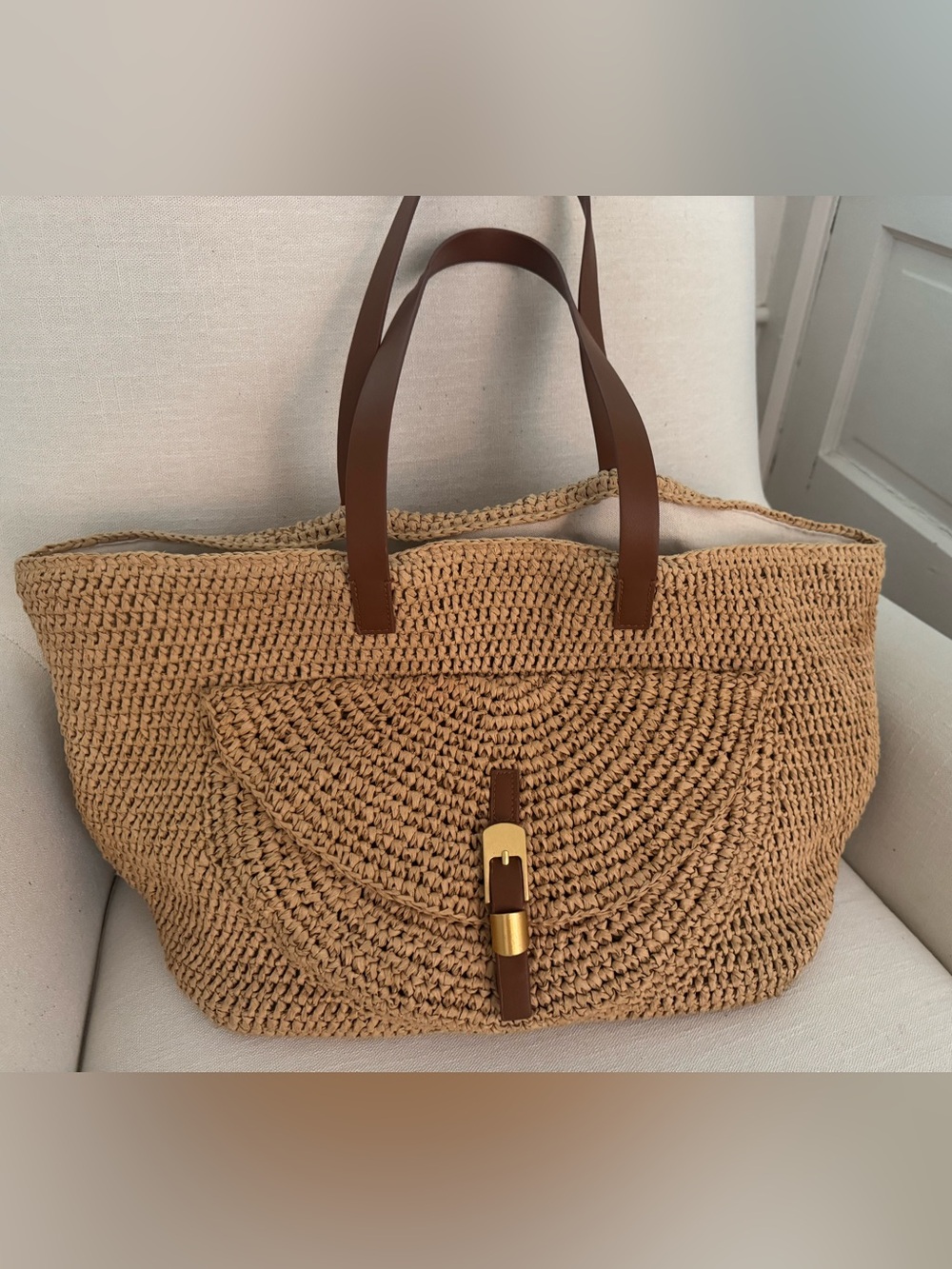 Reiss Raffia Tote Handbag - Picture 3 of 9